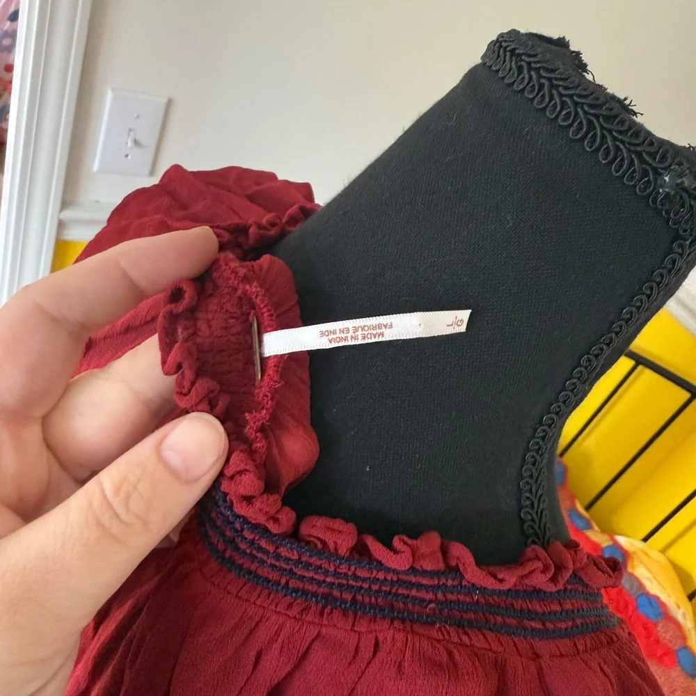 Free People Sheer Hungarian Style Peasant Smocked Dress - Picture 5 of 5